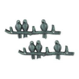 Accent Plus Birds on a Branch Cast Iron Wall Hooks - Set of 2