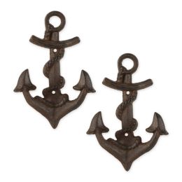 Accent Plus Cast Iron Anchor Wall Hooks - Set of 2