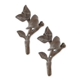 Accent Plus Cast Iron Birds with Leaves Wall Hooks - Set of 2
