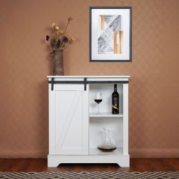 Farmhouse Coffee Bar Cabinet Buffet & Sideboard Kitchen Storage Cabinet Cupboard with Sliding Door for Kitchen Dining Living Room White color