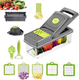 11 in1 Vegetable Chopper Cutter Chopper Multifunctional Veggie Chopper with Container;  Onion Chopper;  Chopper Vegetable Cutter - Grey