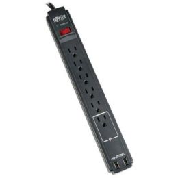 Tripp Lite Surge Protector Power Strip 6 Outlet 2 USB Ports 6 ' Cord Black