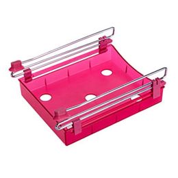 Refrigerator Pull out Bins - Hanging Retractable Fridge Shelf - Fridge Drawer - Storage Organizer Box (Color: Red)