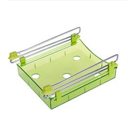 Refrigerator Pull out Bins - Hanging Retractable Fridge Shelf - Fridge Drawer - Storage Organizer Box (Color: Green)