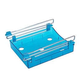 Refrigerator Pull out Bins - Hanging Retractable Fridge Shelf - Fridge Drawer - Storage Organizer Box (Color: Blue)