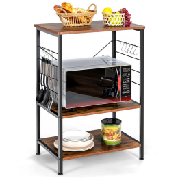 Kitchen And Living Room 3-Tier Food Stand Storage Shelf (Color: Brown A, size: 24'' x 16'' x 35.5'')