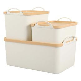 5-Pack Lided Plastic Storage Bins Basket Box Drawer Organizer Kitchen Container (size: 1*L + 4*S)